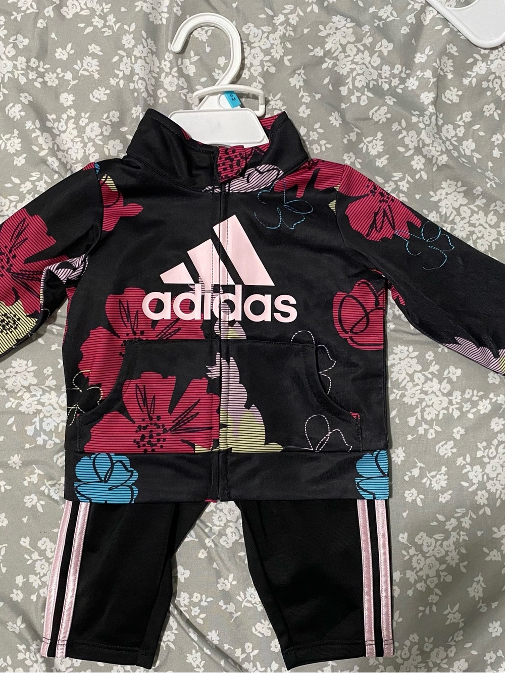 adidas Black & Floral Infant Girls 2-Piece Set